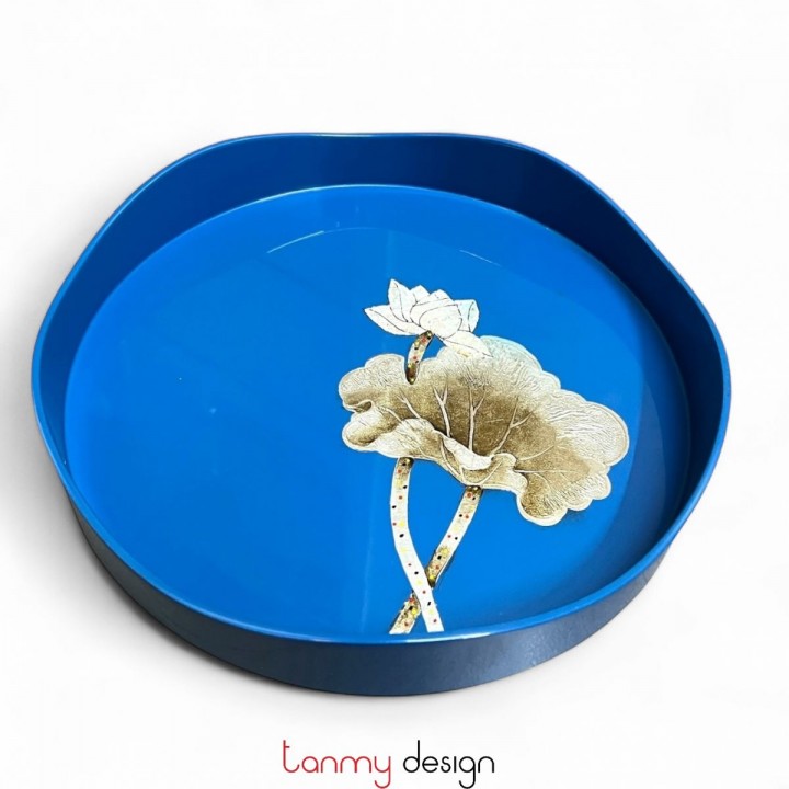 Khay sơn mài tròn miệng lượn 27 cm